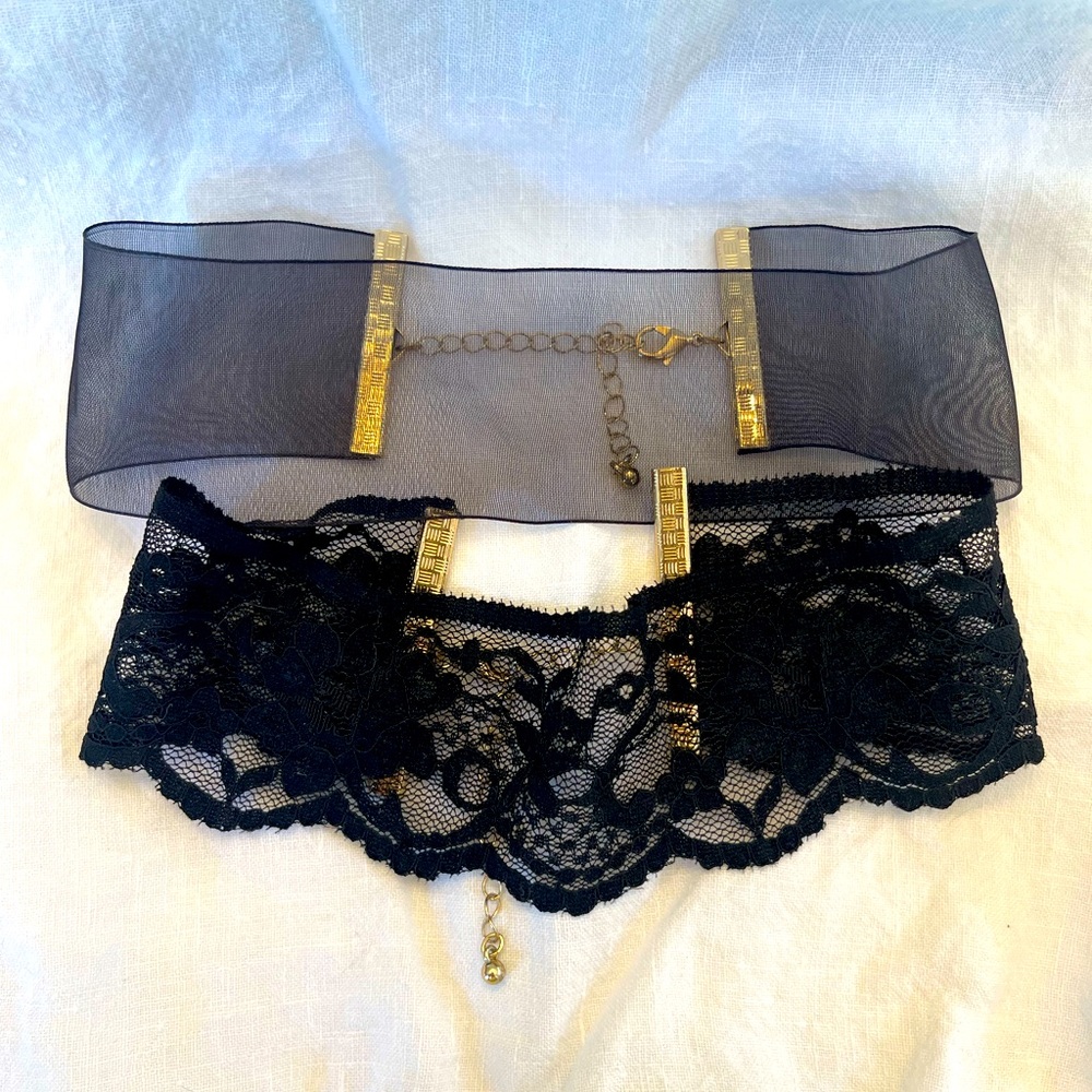 Vintage black lace mesh choker necklaces